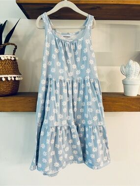 Old Navy Light Blue Floral Tiered Sundress
